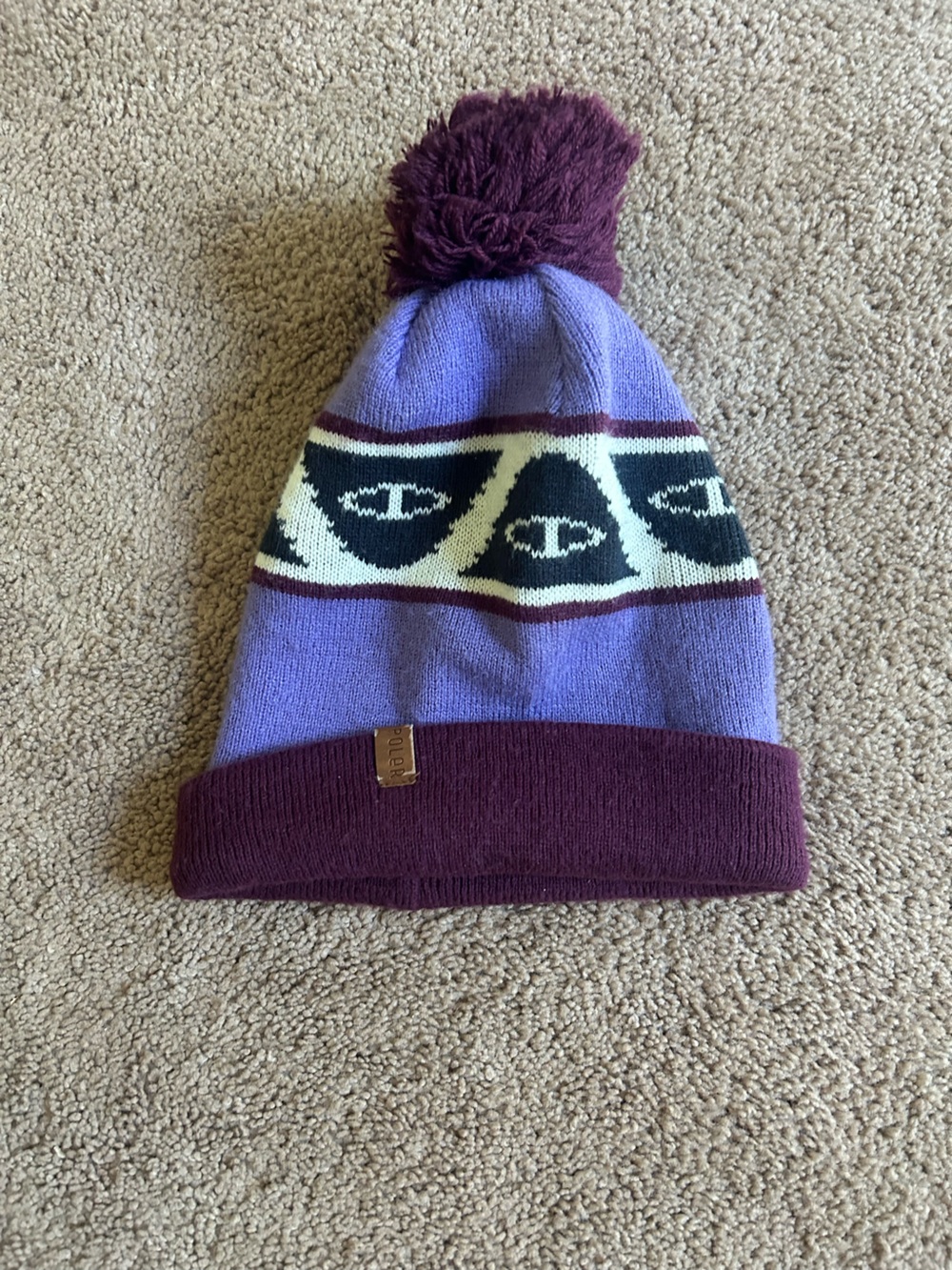 Poler Purple & Maroon Knit Pom Beanie